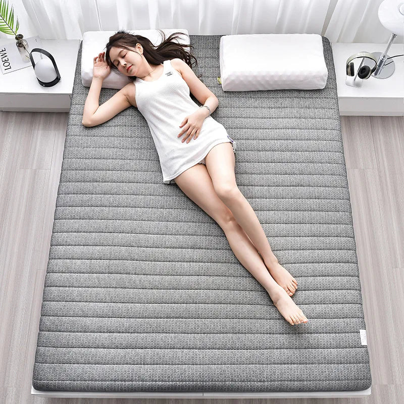 Coussin de matelas en latex, literie épaisse pour usage domestique, semelle pour usage simple ou double, coussin de matelas pliable en coton à mémoire de forme