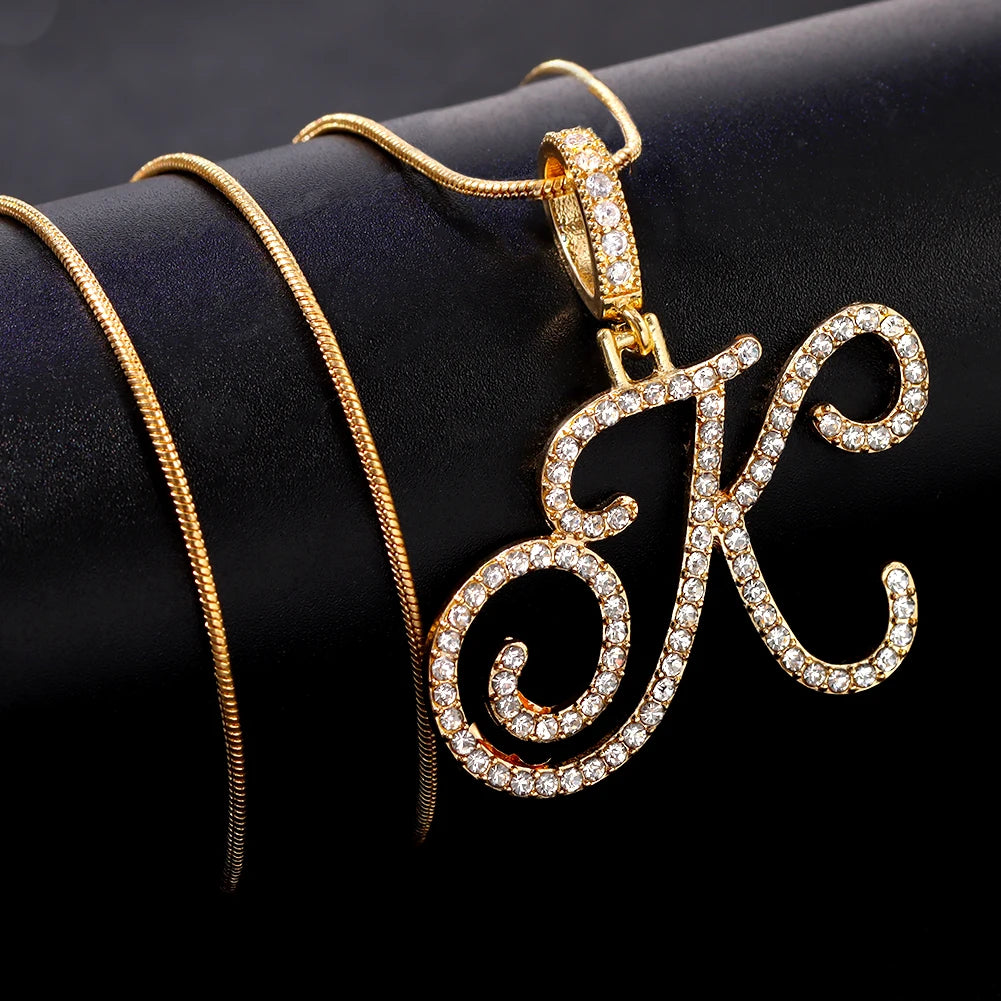 Flatfoosie nouveau A-Z Cursive lettre initiale nom pendentif collier pour femmes Simple corde chaîne lettre collier mode bijoux cadeau