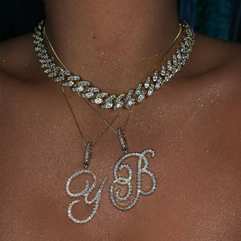 Flatfoosie nouveau A-Z Cursive lettre initiale nom pendentif collier pour femmes Simple corde chaîne lettre collier mode bijoux cadeau