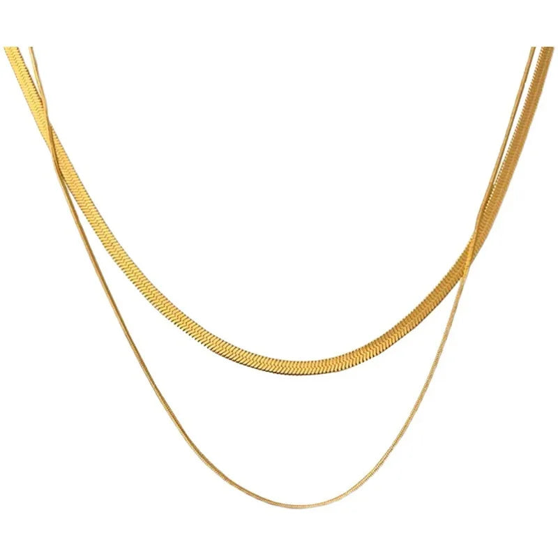Nouveau 2025 acier inoxydable Double couche empilable chaîne collier femmes femme tour de cou bijoux collier pour les femmes