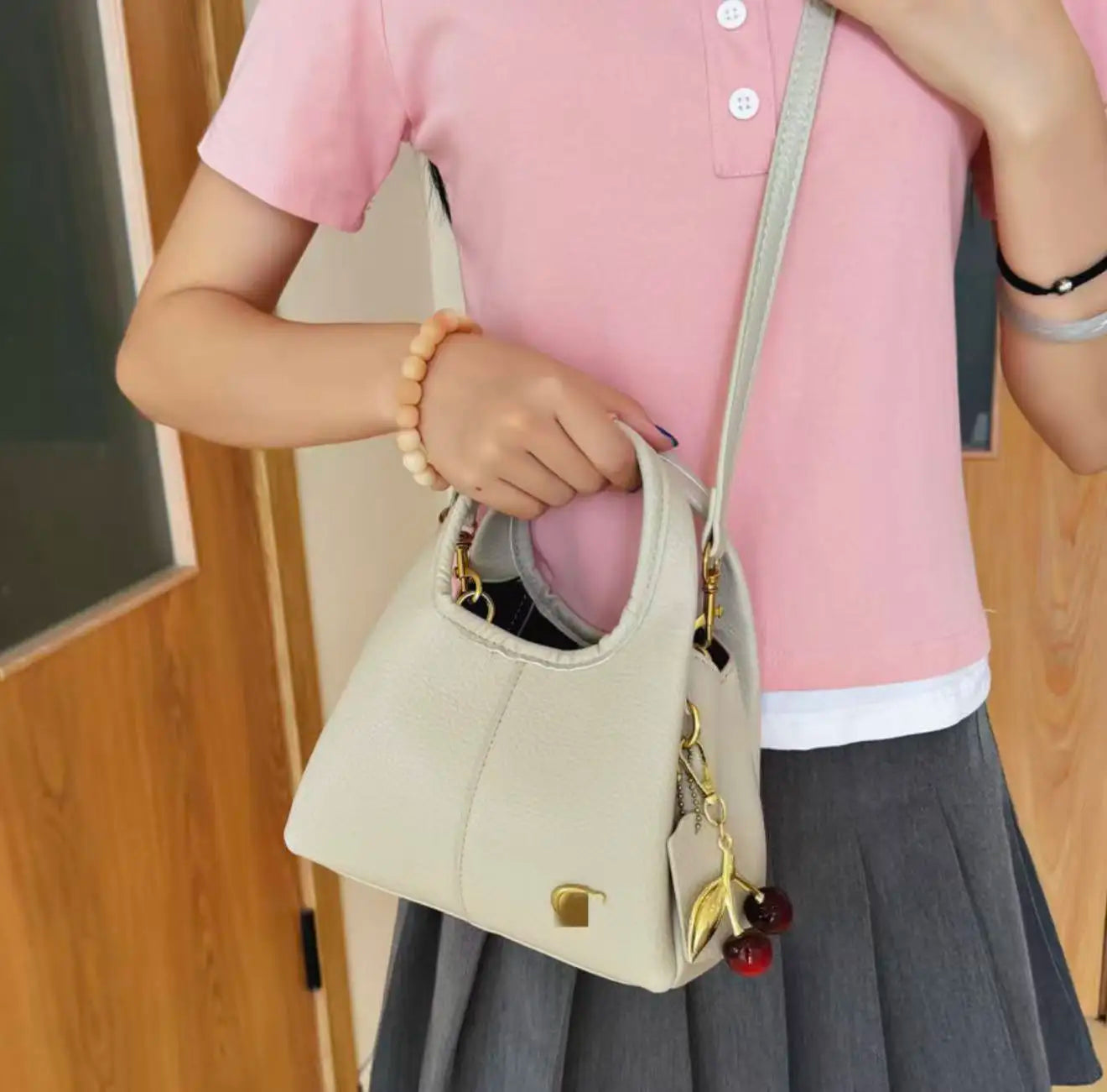 Sac à main polyvalent décontracté, sac de poignet, sac pour femmes, sac de courses, sac à bandoulière rétro pratique, sac seau