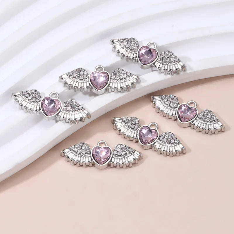 Breloques en forme de cœur en émail rose, pendentifs de Style Y2K pour la fabrication de bricolage, accessoires de collier faits à la main, bijoux, 10 pièces