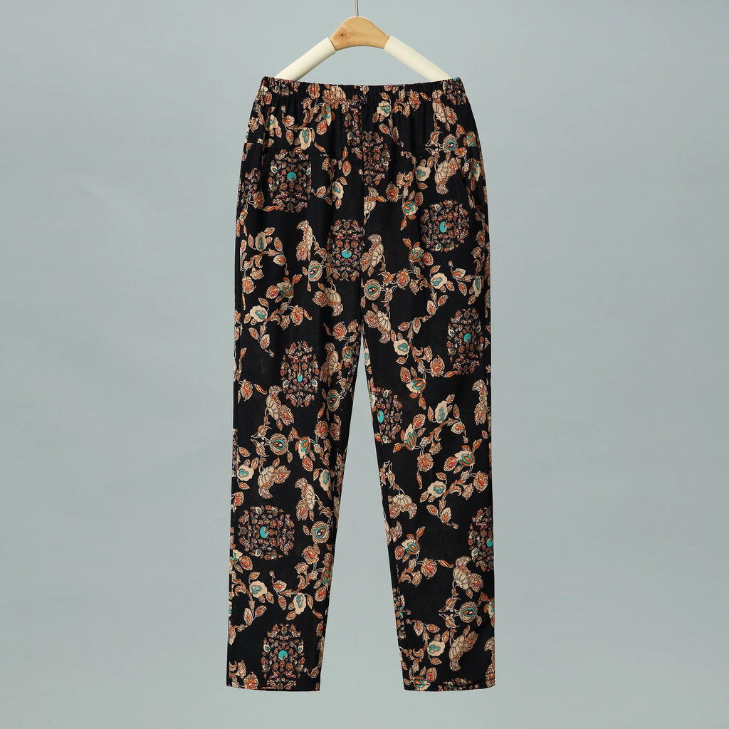 Pantalon d'été fin en soie glacée, coupe droite ample, taille haute, motif floral, pour maman et grand-mère, confortable et décontracté