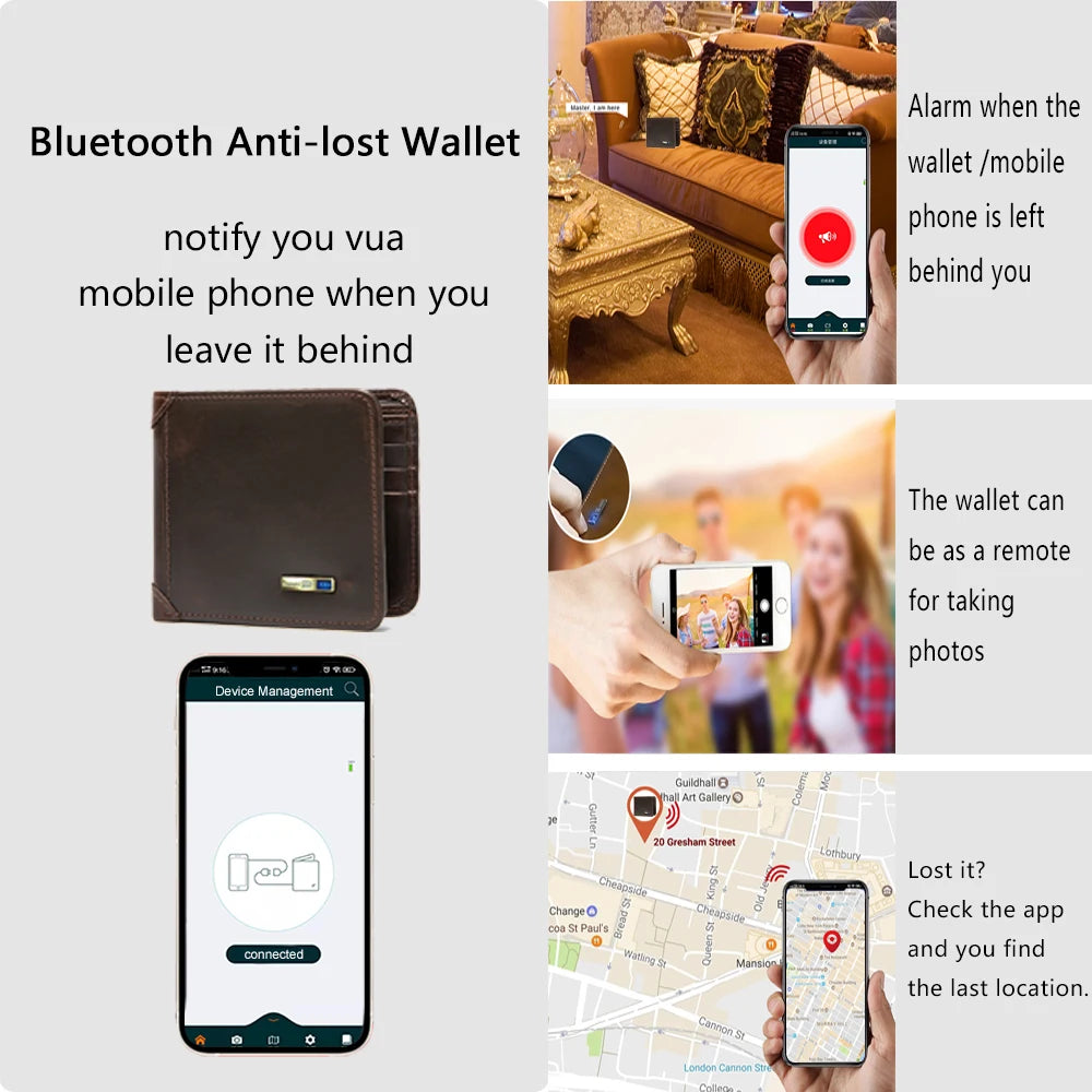 Portefeuille homme gp Tracker pour portefeuille Android et IOS portefeuille intelligent pour Gentleman portefeuille avec Airtag Tracker carte Gadget cadeau