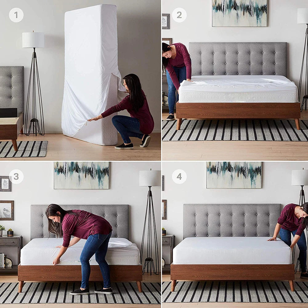 Juste de matelas imperméable entièrement fermée à 6 côtés avec fermeture éclair, drap-housse anti-poussière pour lit double, jumeau, complet, reine, roi