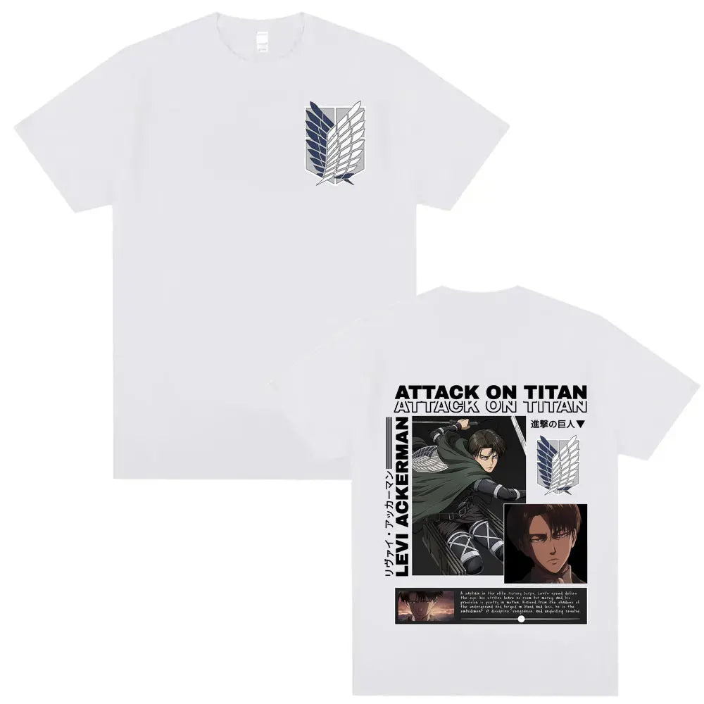 T-shirts graphiques pour homme, T-shirt homme, Ropa Hombre, Vintage Attack on Titan Levi Ackerman, Anime japonais, Nouveauté été 2026