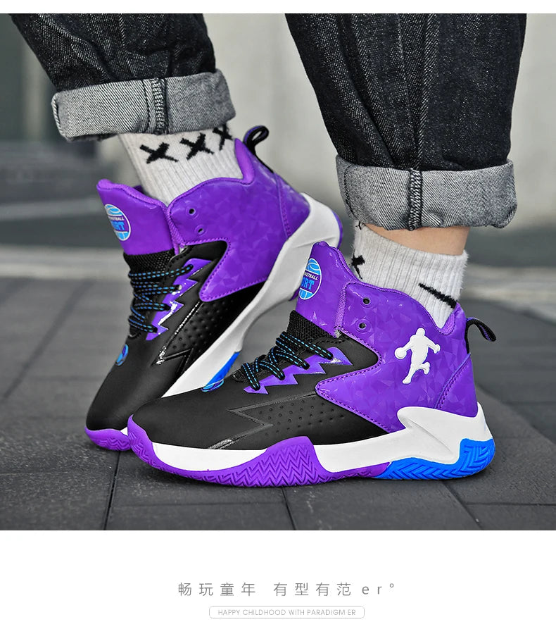 Chaussures de basket-ball classiques pour enfants, baskets antidérapantes d'extérieur pour garçons et filles, baskets décontractées à plateforme, chaussures de sport pour enfants