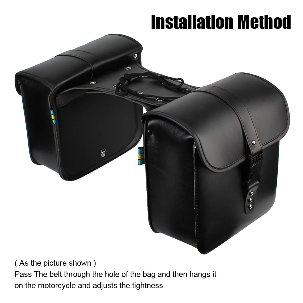 Sac à outils de rangement pour moto, valise à bagages arrière pour moteur, bagage latéral, sac de selle, sac de réservoir de voyage pour moto, cuir PU