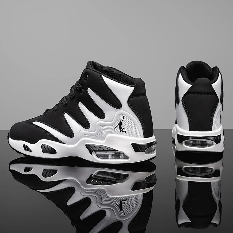 Chaussures de basket-ball montantes pour hommes, robustes et stables, baskets d'entraînement à lacets, unisexe, adaptées à la course, au sport, au basketball et à la marche. Cadeau idéal pour les hommes, léger, confort