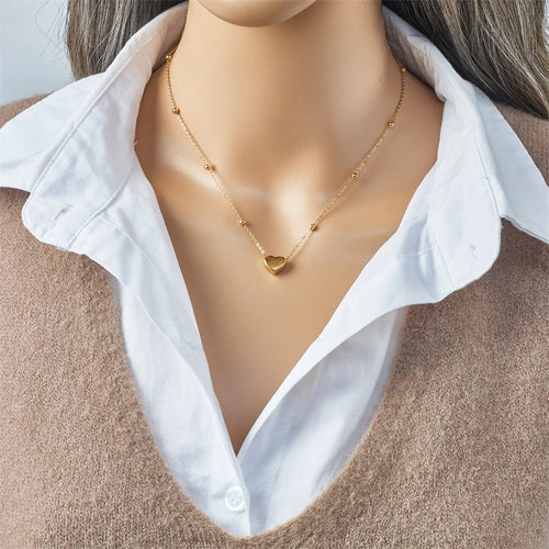 DIEYURO 316L acier inoxydable couleur or coeur amour chaîne collier Bracelets pour femme fille nouvelle mode ne se décolore pas ensemble de bijoux