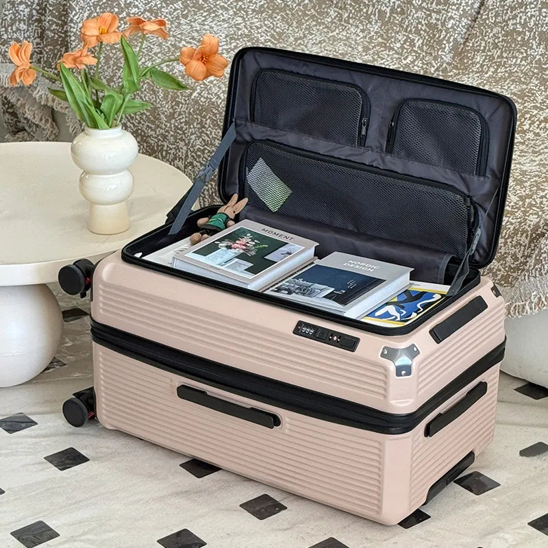 Valise de voyage extensible grande taille 32/34 pouces, ouverture latérale, grand compartiment profond, bagage à cinq roues, valise de voyage épaissie