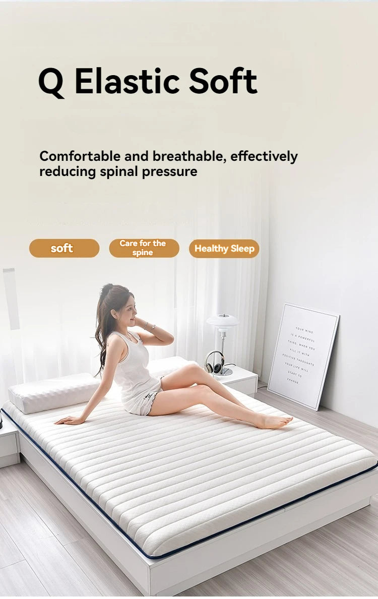 Coussin de matelas en latex, literie épaisse pour usage domestique, semelle pour usage simple ou double, coussin de matelas pliable en coton à mémoire de forme