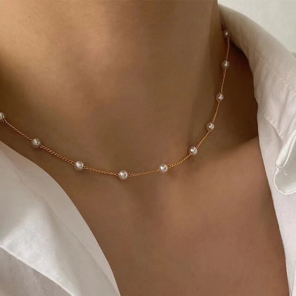 Wu's 2022 nouveau collier de perles amour Imitation collier de perles collier gothique collier polyvalent collier Imitation perle court C