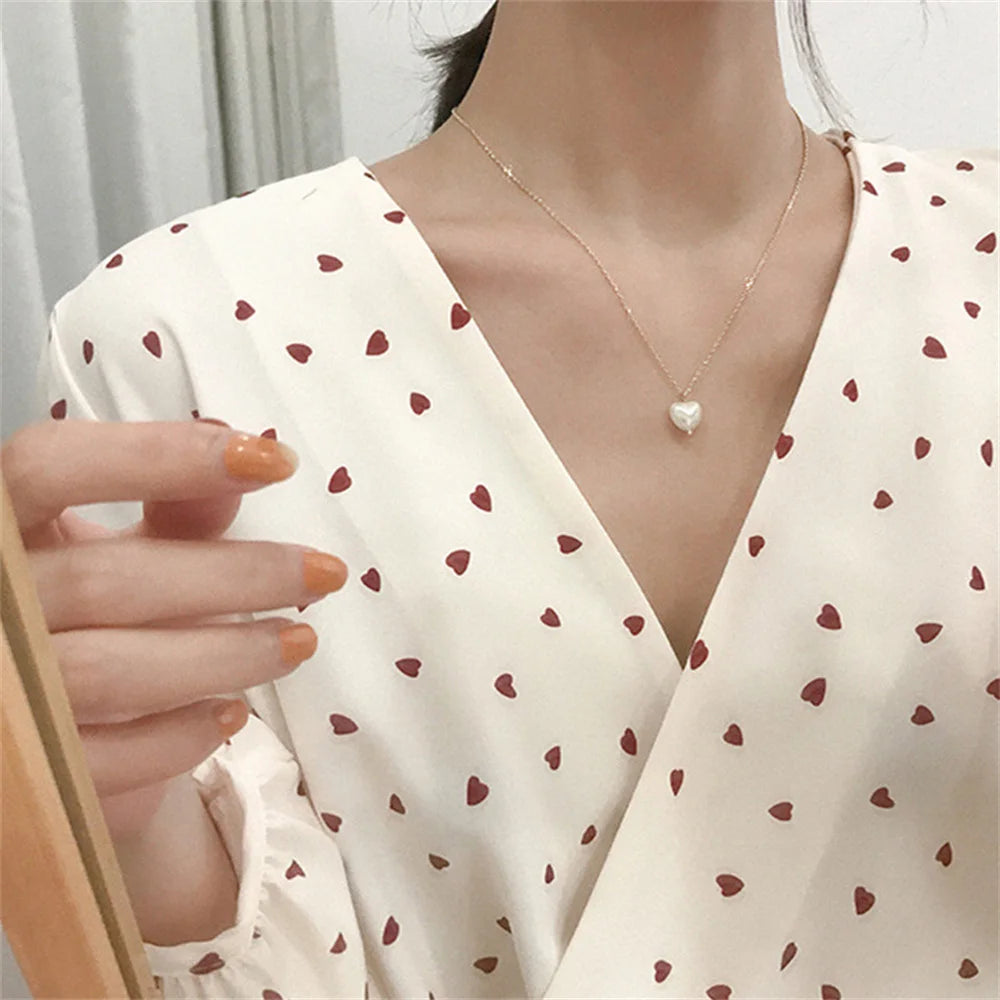 Wu's 2022 nouveau collier de perles amour Imitation collier de perles collier gothique collier polyvalent collier Imitation perle court C