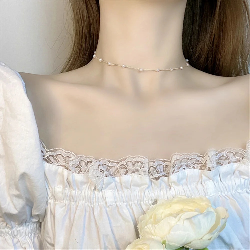 Wu's 2022 nouveau collier de perles amour Imitation collier de perles collier gothique collier polyvalent collier Imitation perle court C
