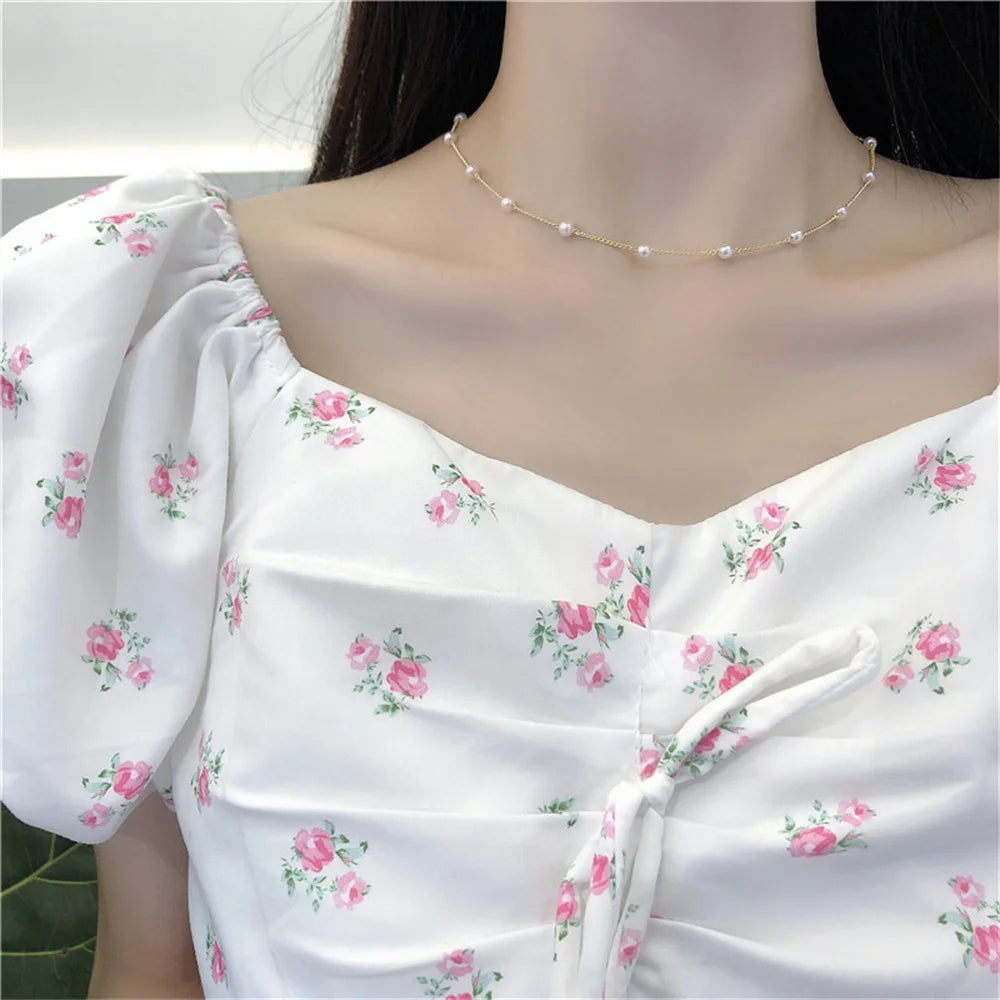 Wu's 2022 nouveau collier de perles amour Imitation collier de perles collier gothique collier polyvalent collier Imitation perle court C